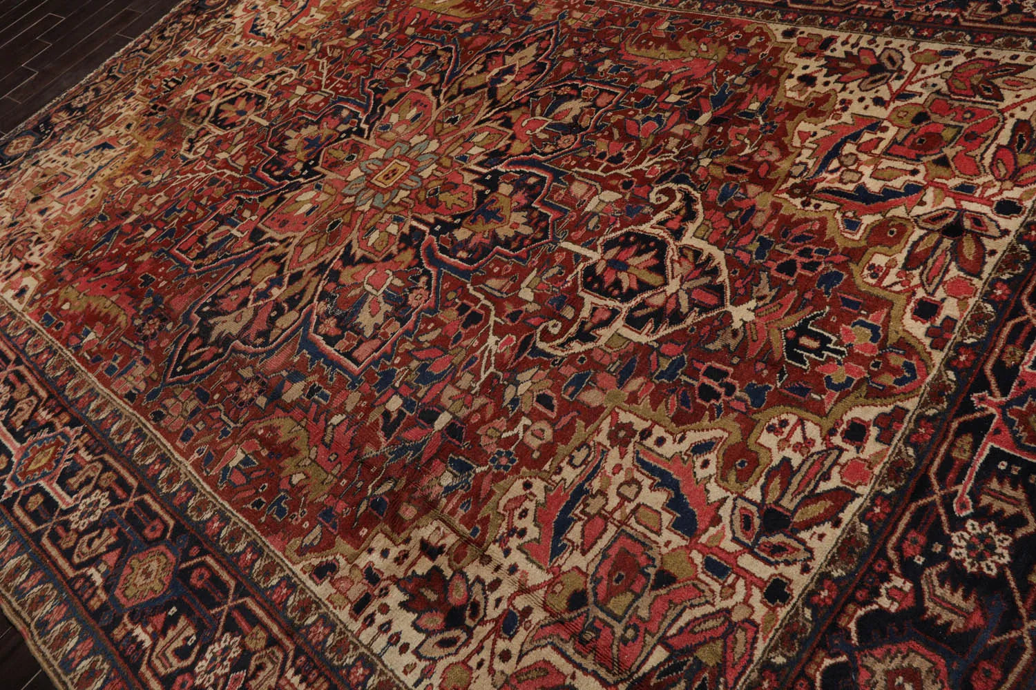 8x10 Rust, Midnight Blue Hand Knotted 100% Wool Heriz Traditional Oriental Area Rug