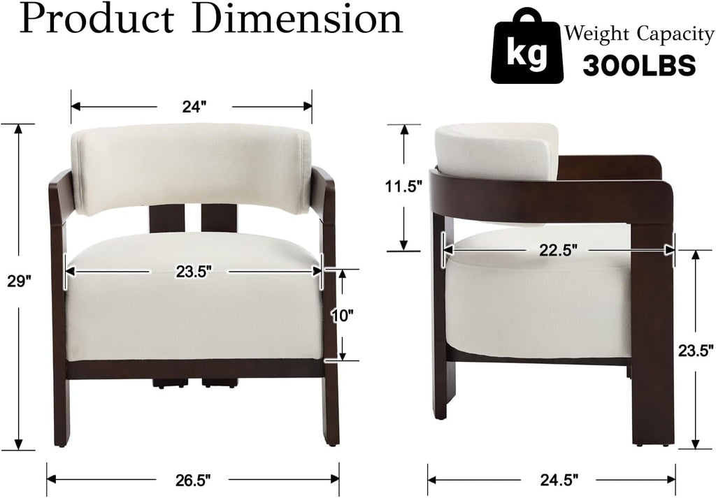 Barrel Accent Chairs White Upholstered Pair Lounge