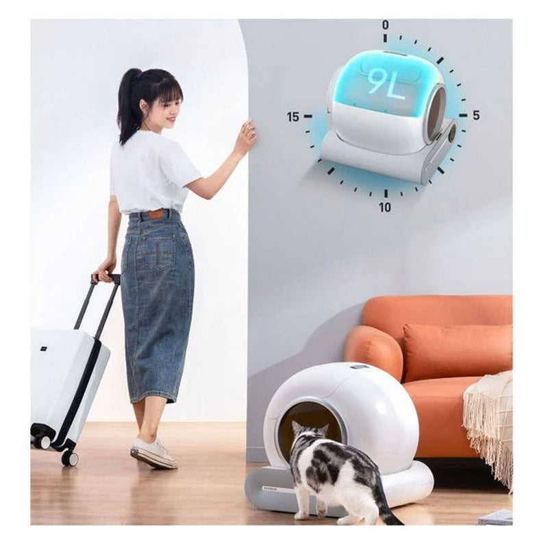 Self Cleaning Cat Litter Box, Ultra-Safe Protection Automatic Cat Litter Box, APP Control/Lower Entry/Large Capacity
