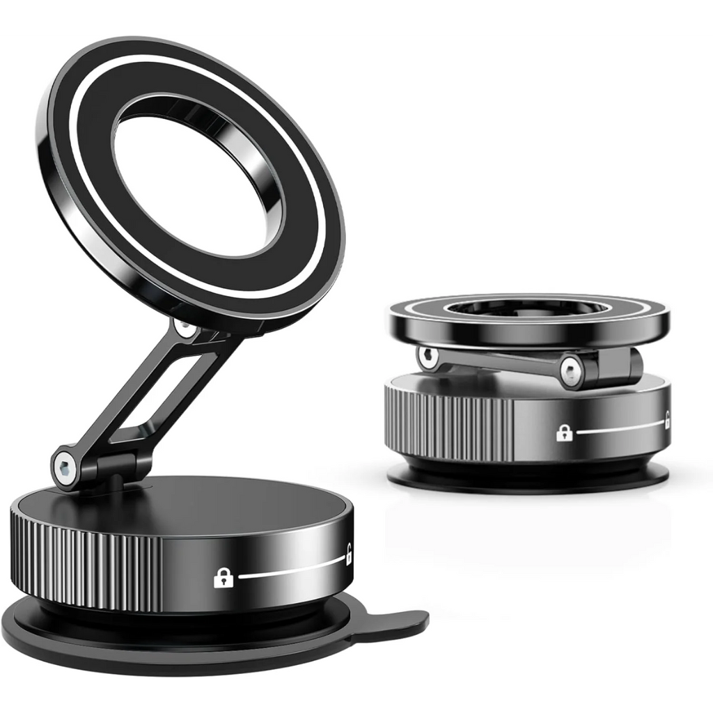 Strong Magnetic Car Phone Holder Foldable Design 360° Adjustable Vacuum Mount for Car/Desk/Bathroom/Universal Use