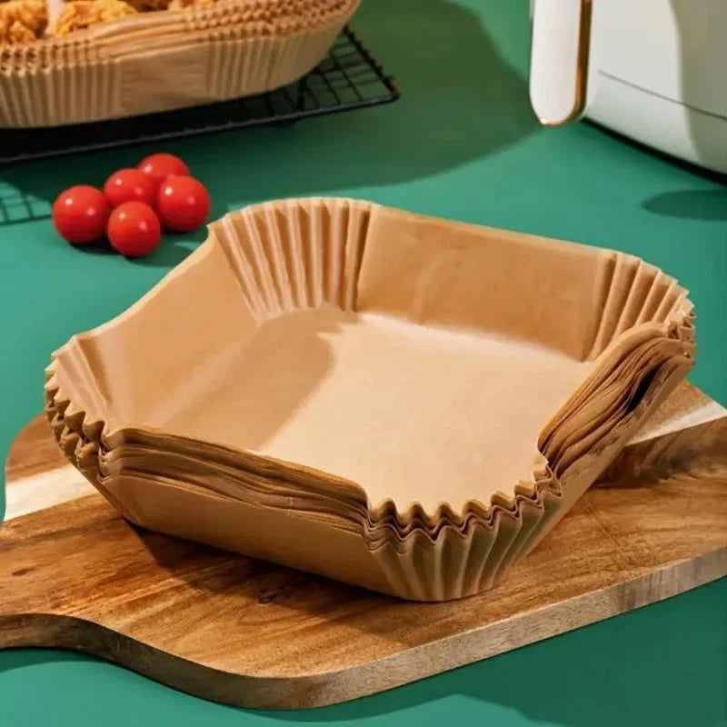 50/100PCS Air Fryer Special Paper Tray Household High Temperature Resistant Oil Absorbing Paper Pad Square Baking Paper Kitchen