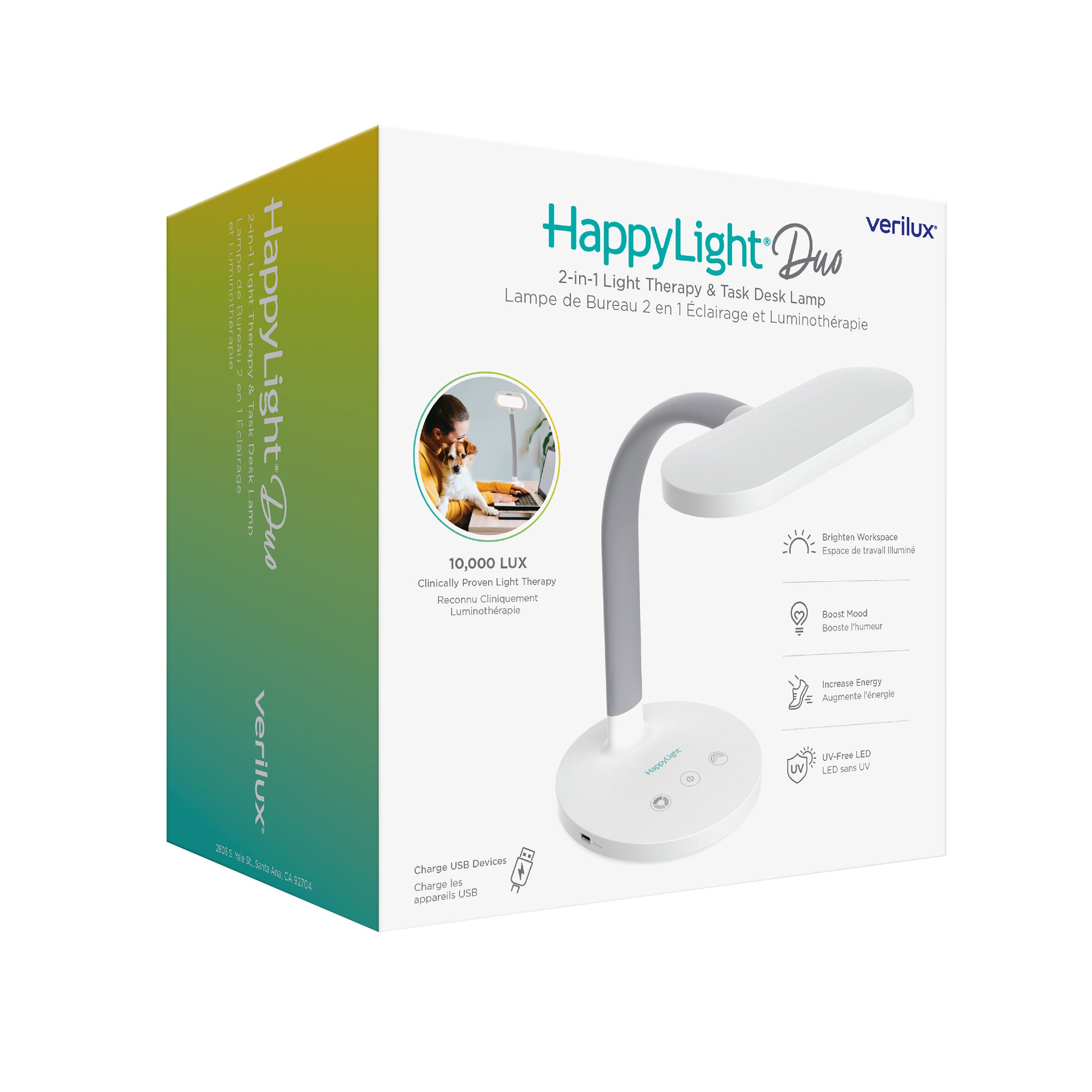 Happylight Duo 2-In-1 Light Therapy & Task Desk Lamp