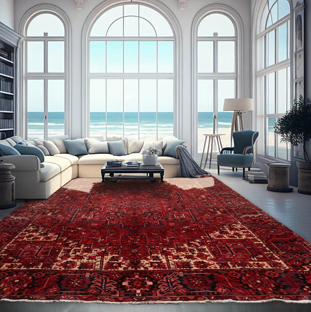 10x14 Rust Hand Knotted 100% Wool Heriz Traditional Oriental Area Rug