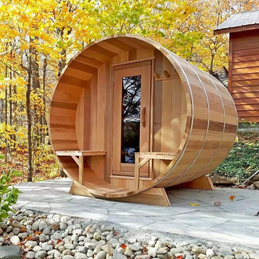 Outdoor Sauna Room 4-10 People Wood Stove Electric Stove Far Dry Steam Function Hemlock Bath Sauna Villa