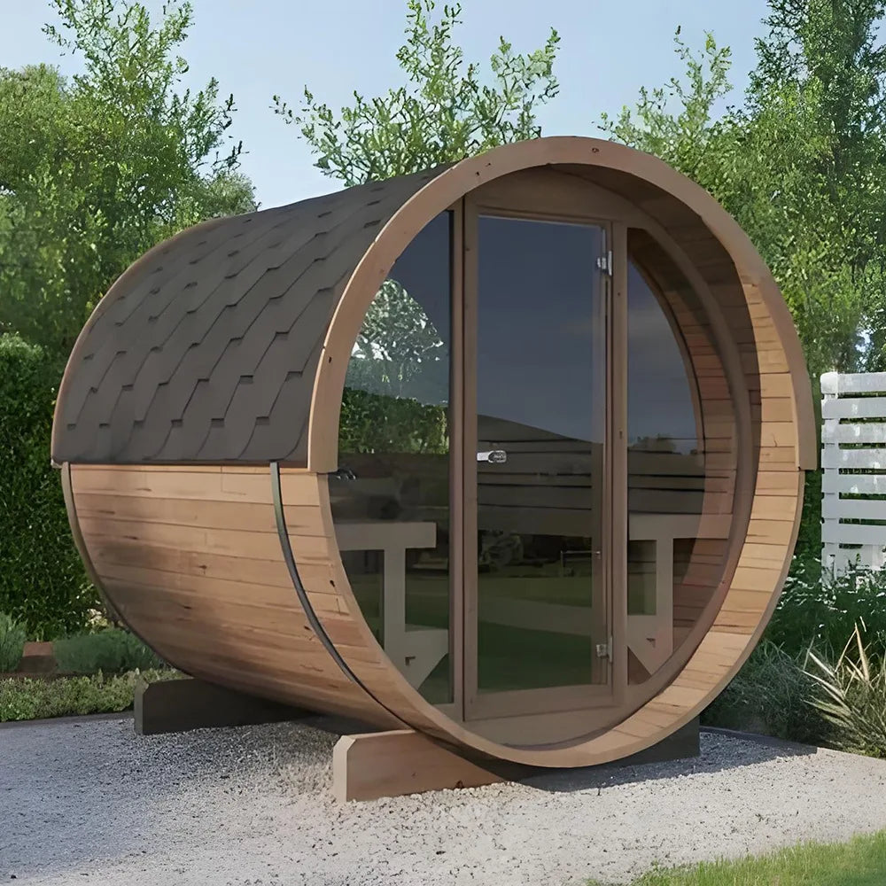 Outdoor Sauna Room 4-10 People Wood Stove Electric Stove Far Dry Steam Function Hemlock Bath Sauna Villa