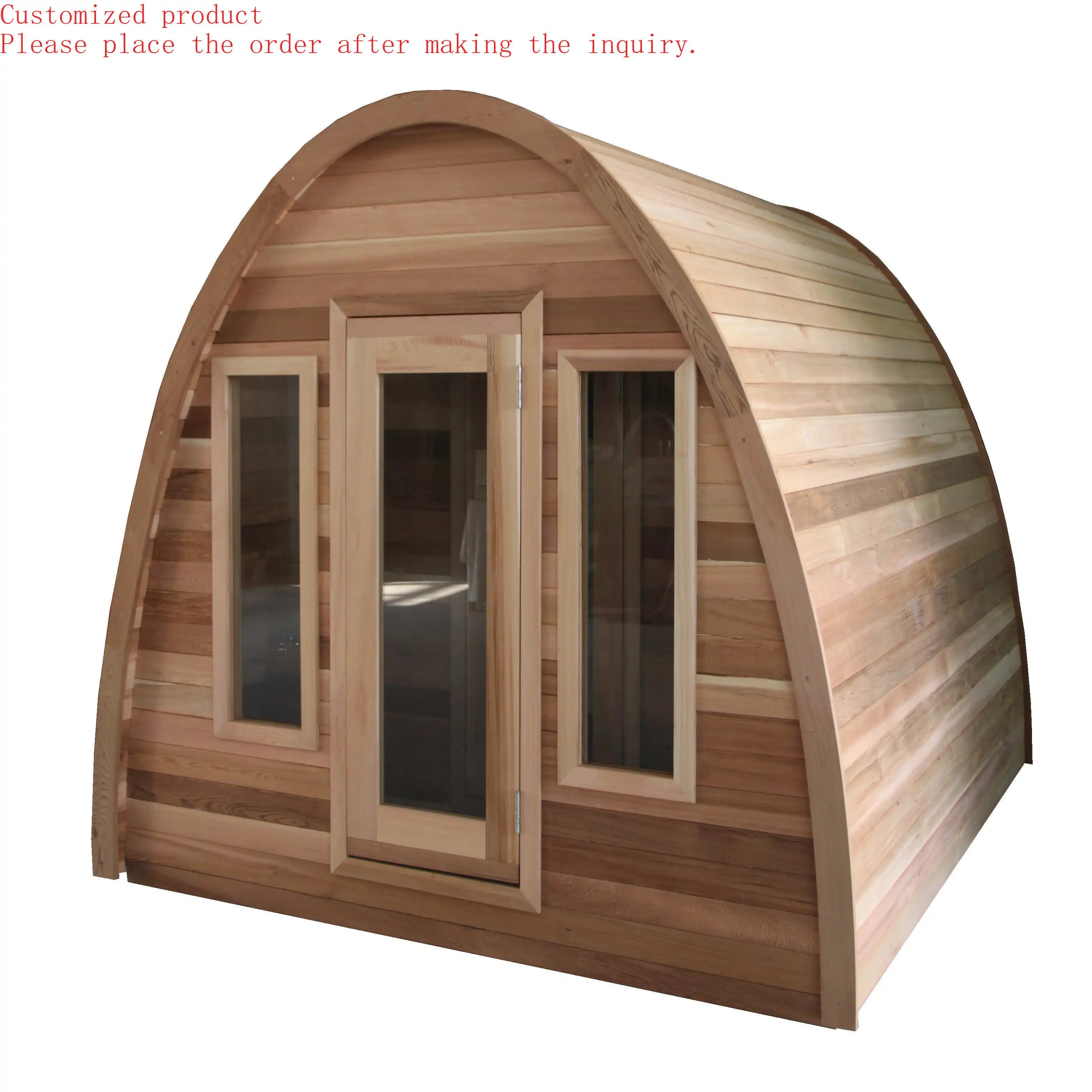 Customization.4/6 Persons Capacity Cedar Sauna Outdoor Dry Steam Sauna Garden Barrel Sauna Wholesale
