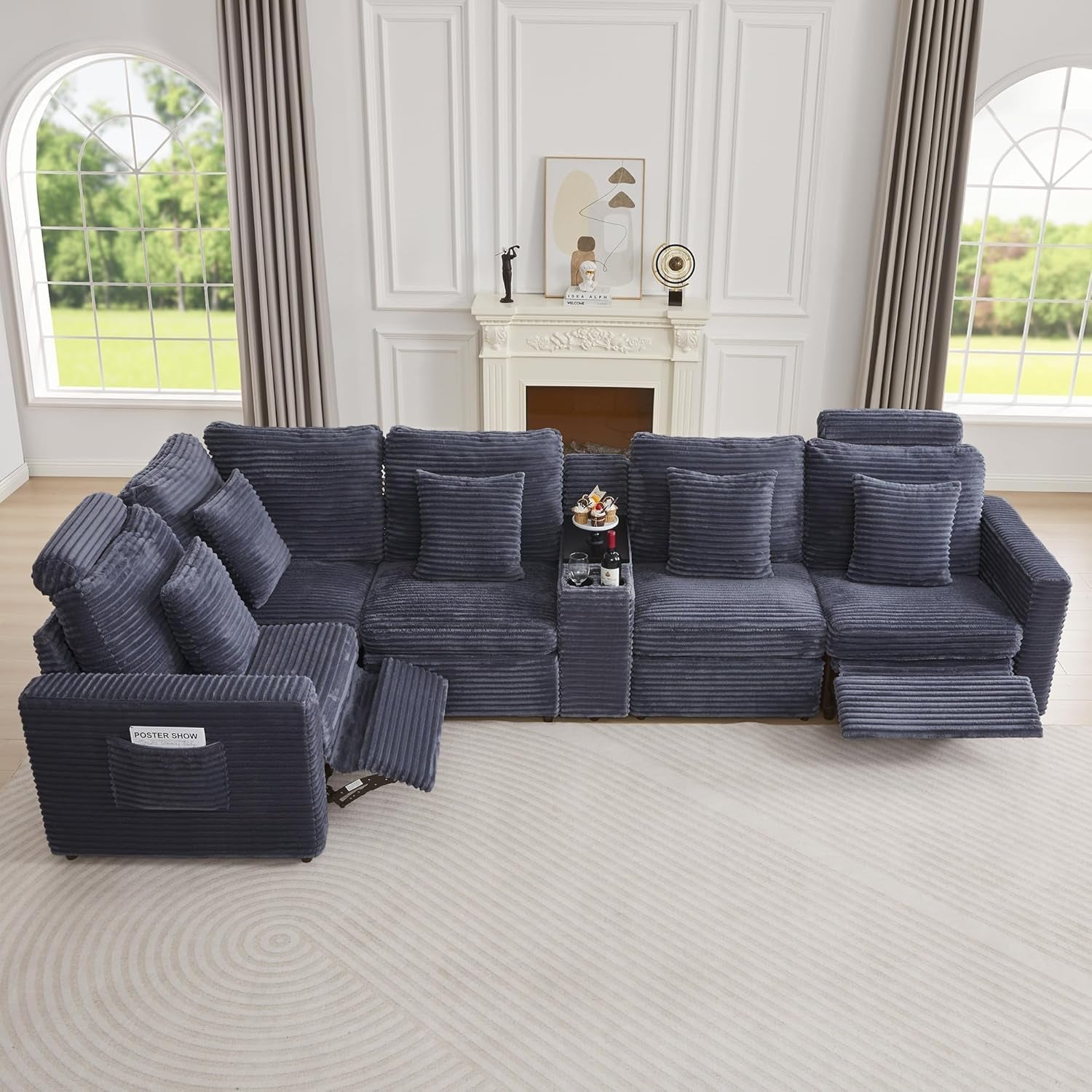 Grey Premium Power Recliner Modular Sectional Sofa