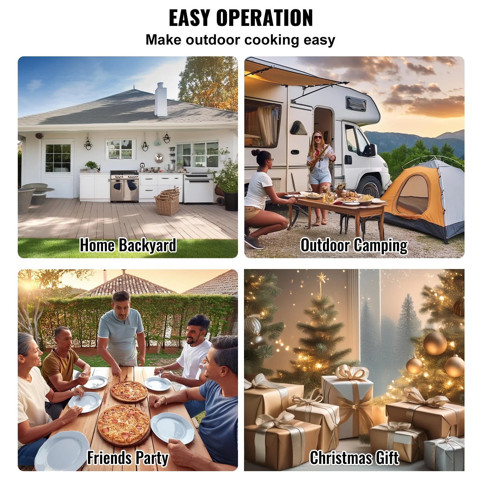 VEVOR 12 Outdoor Pizza Oven Portable Wood Pellet Pizza Oven Iron Spray Camping