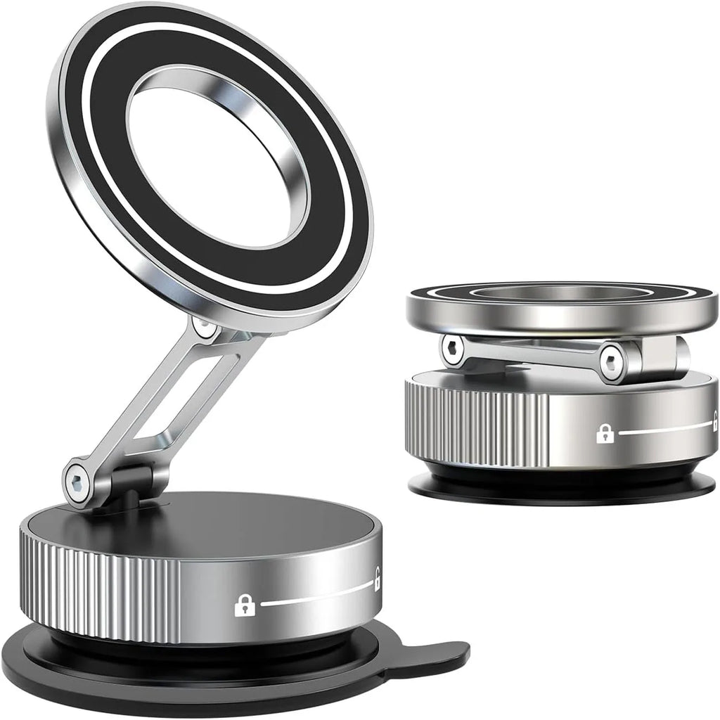 Strong Magnetic Car Phone Holder Foldable Design 360° Adjustable Vacuum Mount for Car/Desk/Bathroom/Universal Use