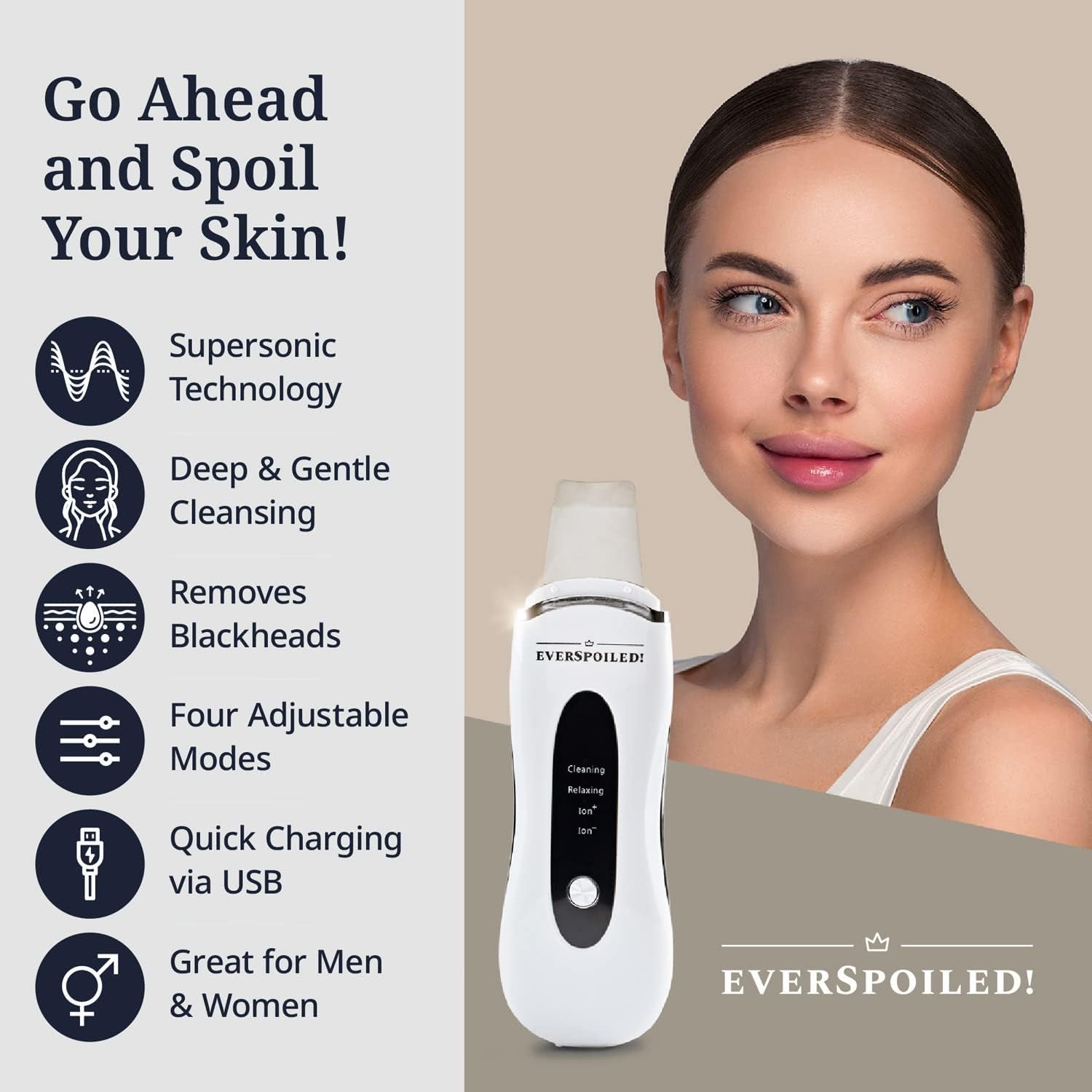 Skin Scrubber Face Spatula – Gentle Cleaner Skin Spatula/Pore Cleaner Tool - Face Spatula Blackhead Remover 4 in 1 – Pearl White