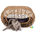 Fun Stackable Cat Condo - Interactive Play Faux Rattan Cat House with Enclosed Bed Pet Friendly Top/Side Entries